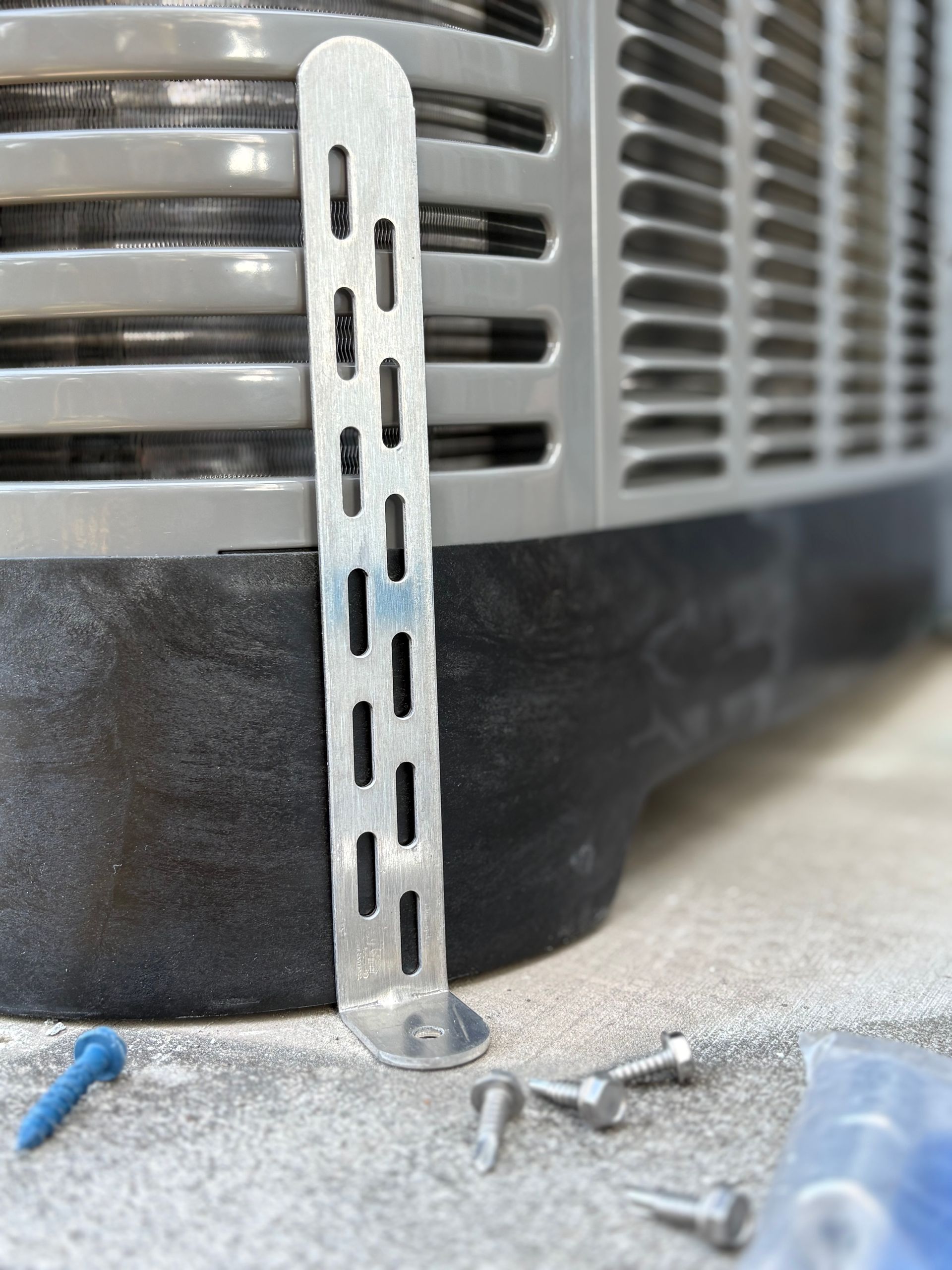 hurricane tie downs for outdoor AC unit CU