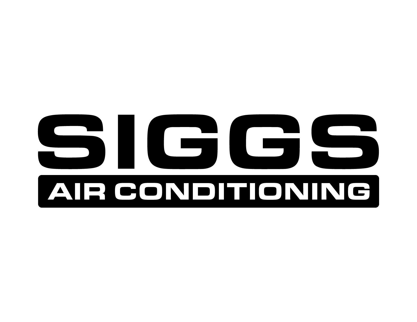 The logo for Siggs Air Conditioning featuring the word "SIGGS" in large, bold black letters above "AIR CONDITIONING."