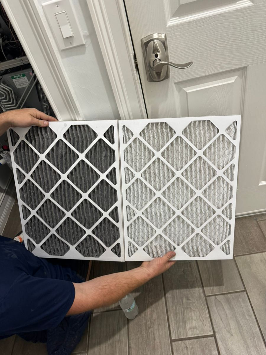 old dirty vs. new fresh hvac filter