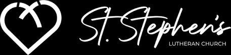 The logo for st. stephen 's lutheran church is white on a black background.