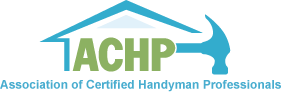 Logo of the Association of Certified Handyman Professionals with a house, hammer, and green 