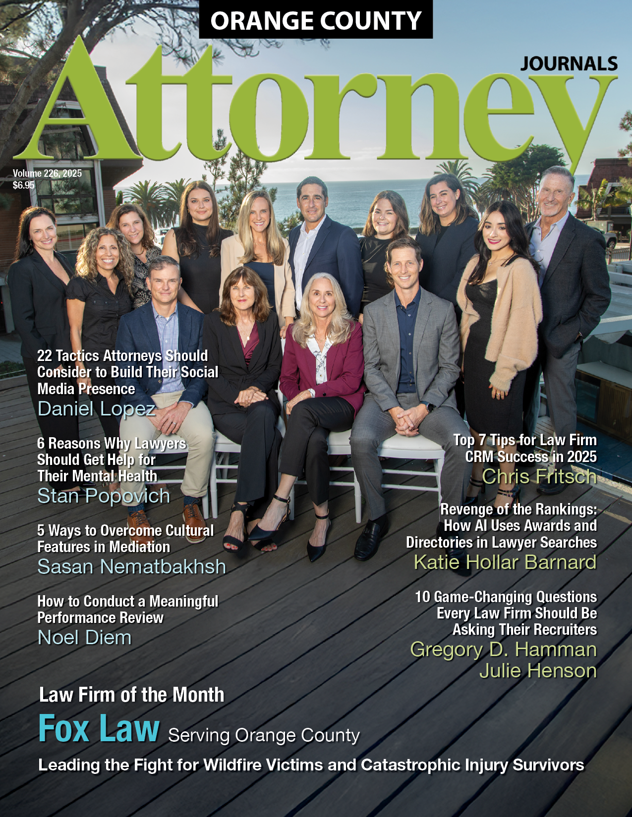 A group of attorneys are standing next to each other on the cover of a magazine.