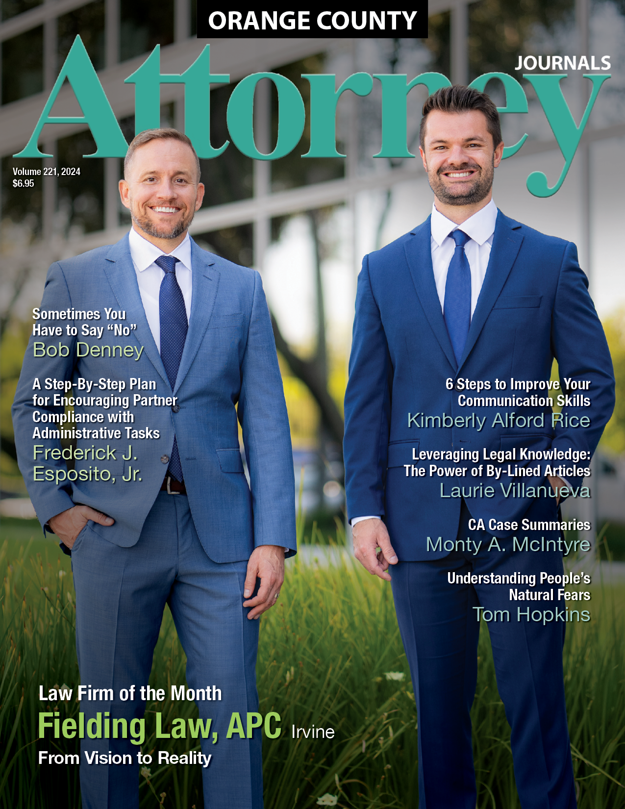 a woman is on the cover of the orange county attorney journal