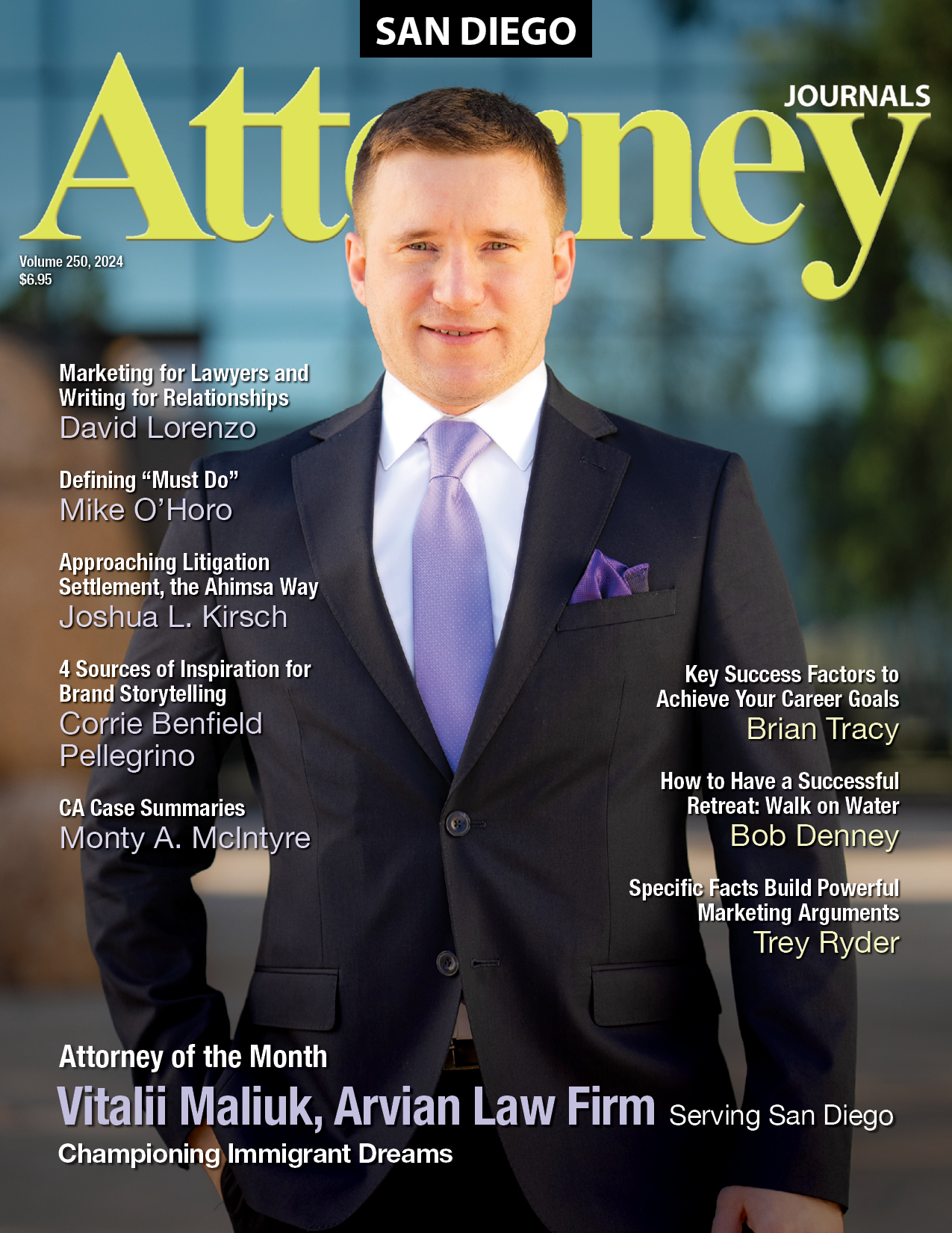 a woman is on the cover of the orange county attorney journal