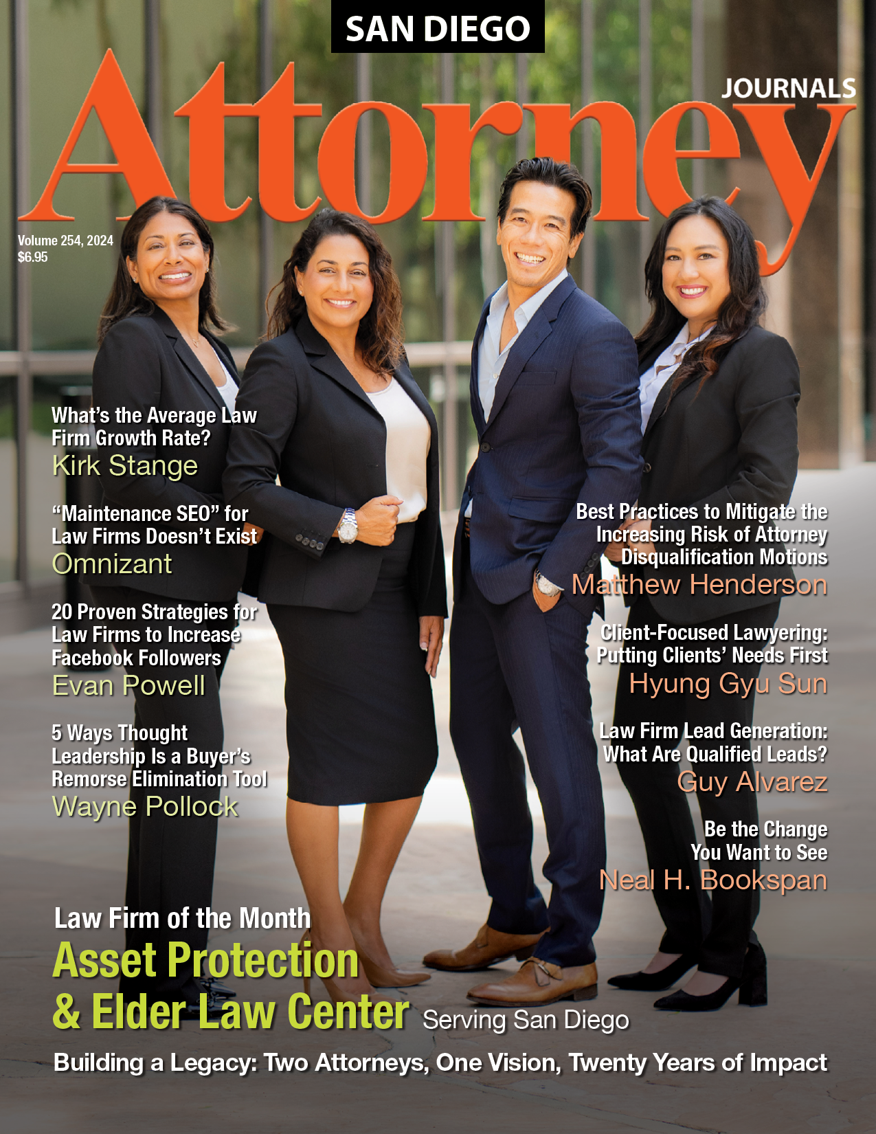 A group of attorneys are standing next to each other on the cover of a magazine.