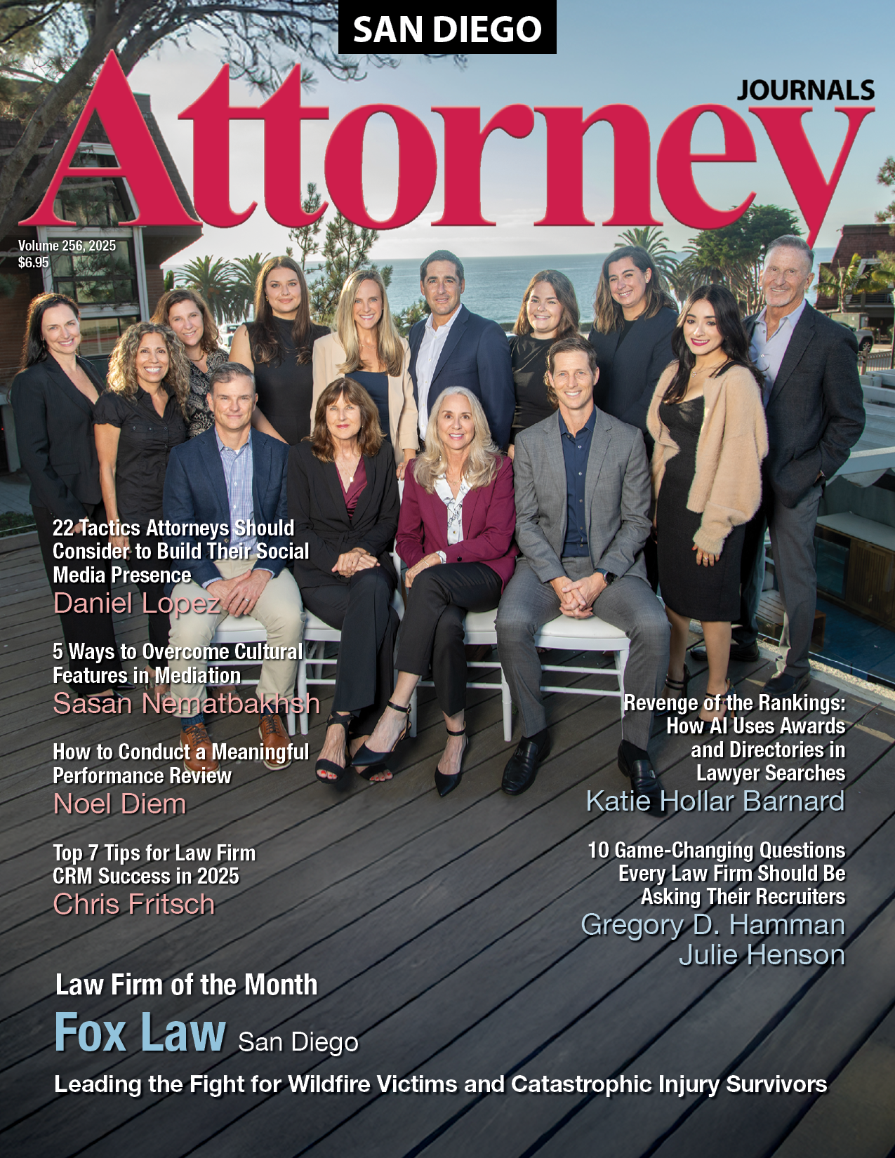 A group of attorneys are standing next to each other on the cover of a magazine.