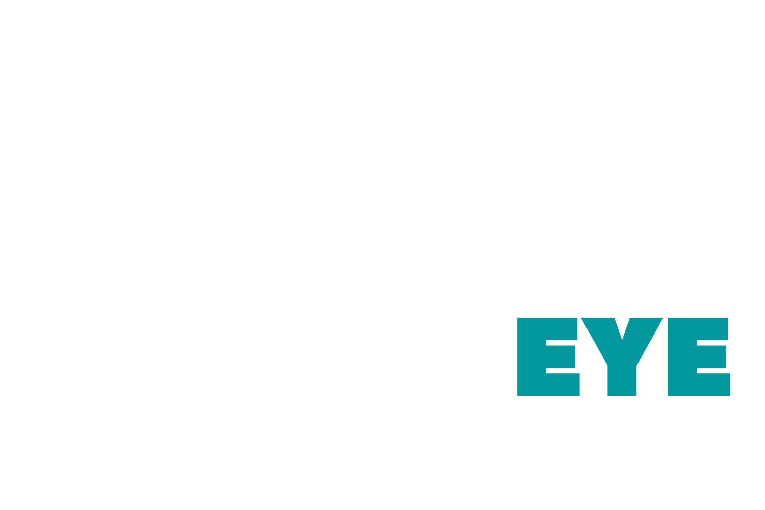 The word eye is written in blue on a white background.