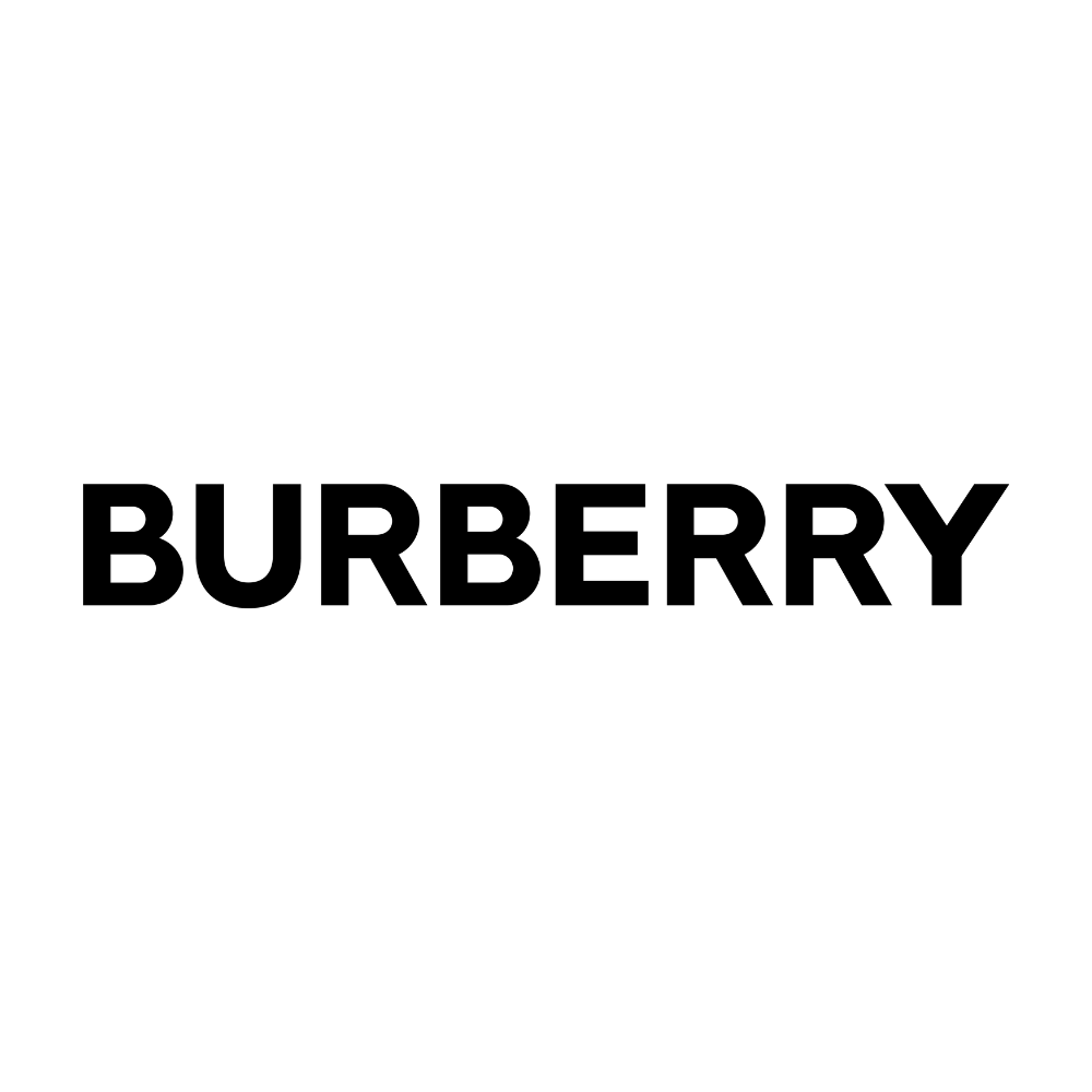 The burberry logo is black and white on a white background.