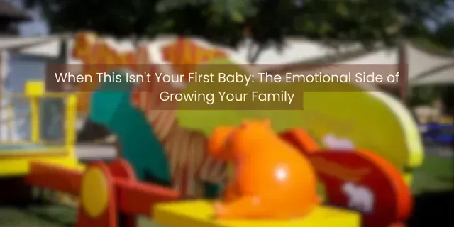 Colorful playground scene with overlaid title text about growing your family
