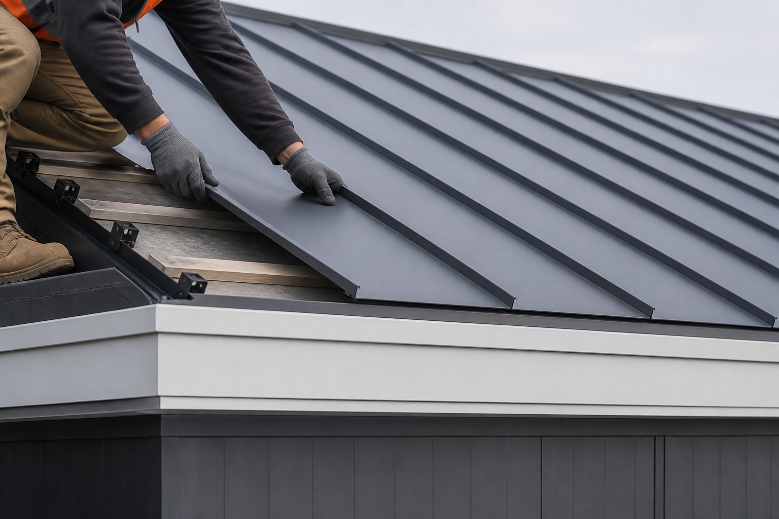 Commercial metal roofing support by Highmark Roofing Partners