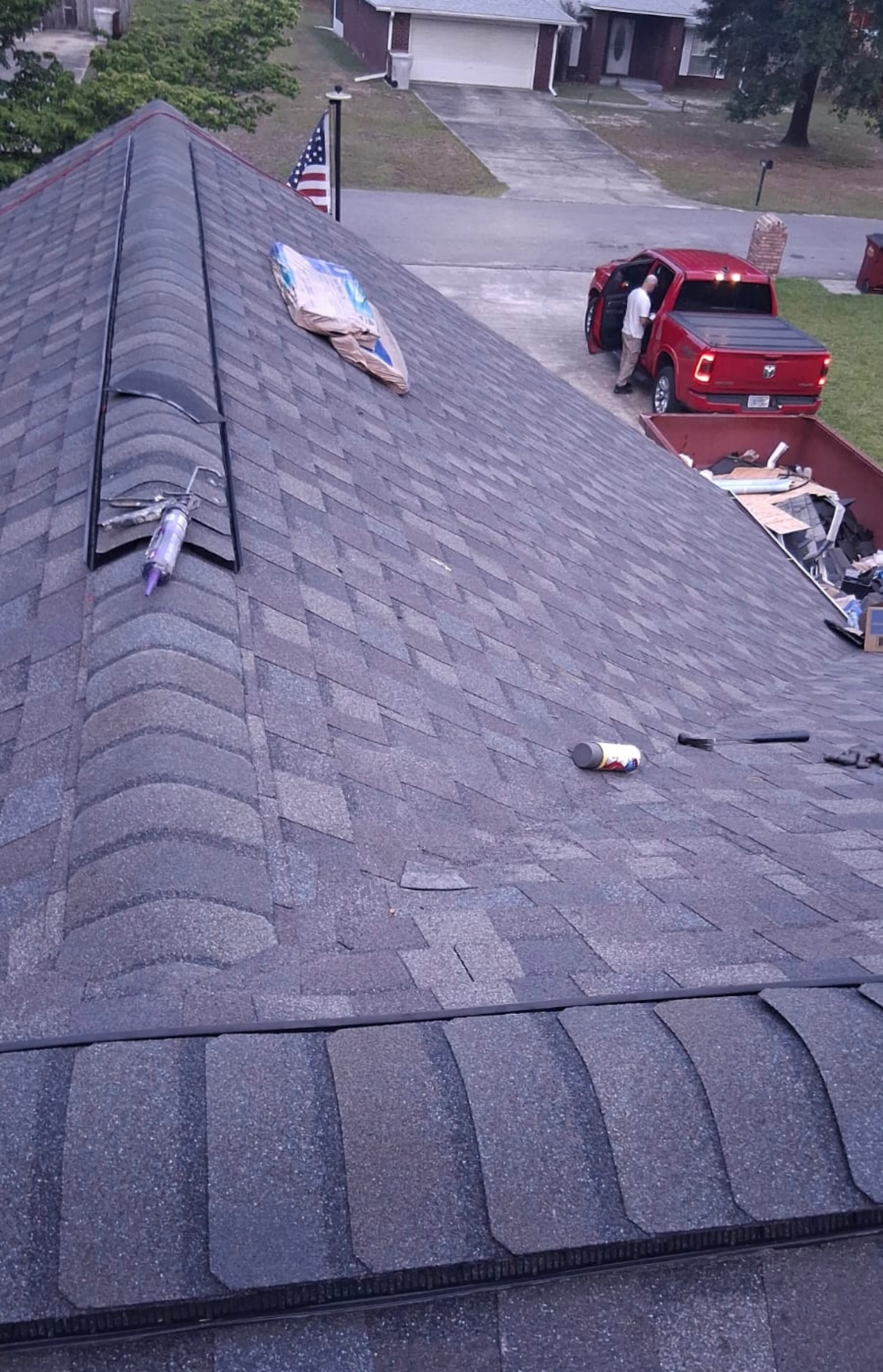 Asphalt shingle roof repair detail by Highmark Roofing Partners