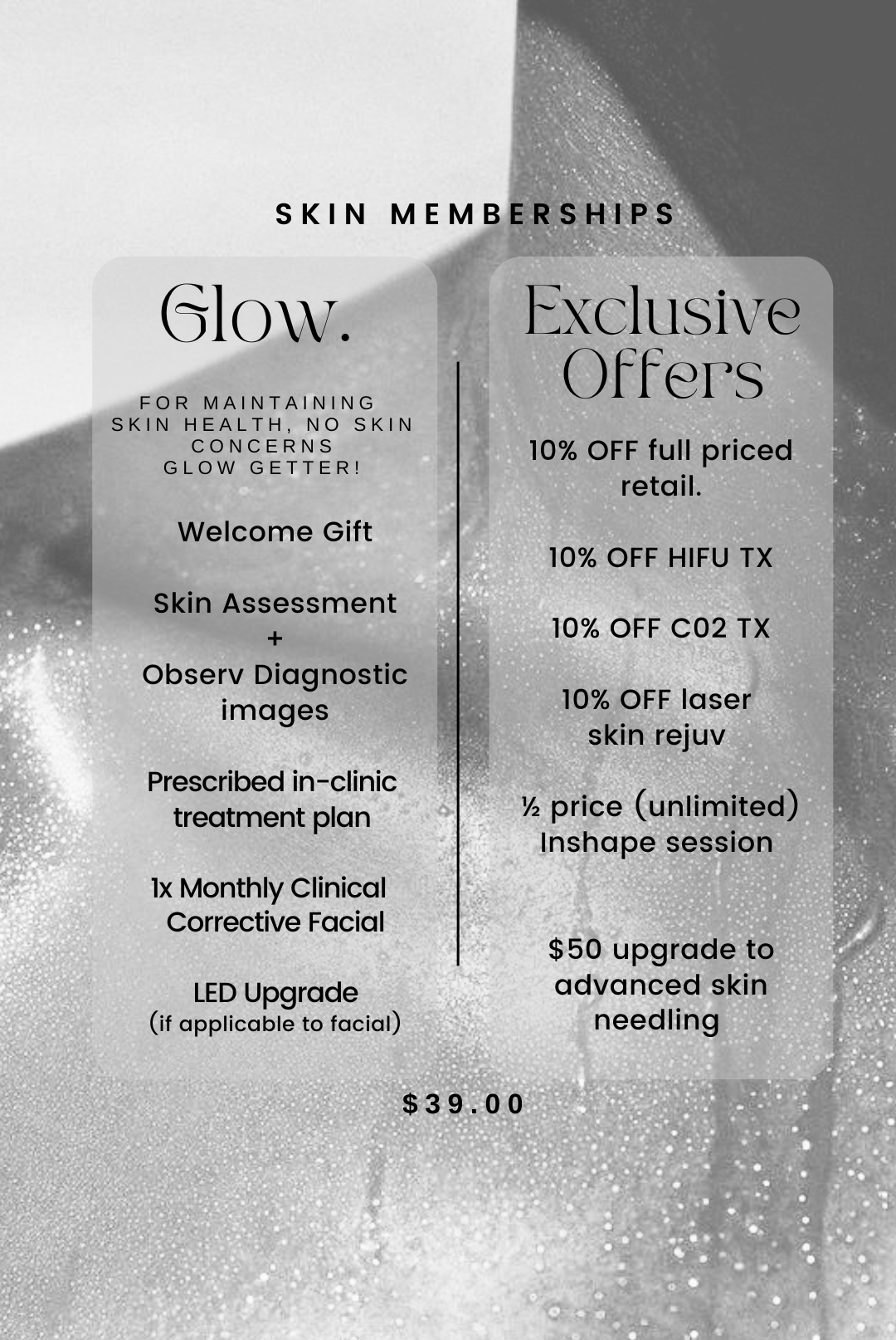 Glow and Exclusive offers with prices and treatments — Vanity Skin and Beauty Forster in Forster, NSW