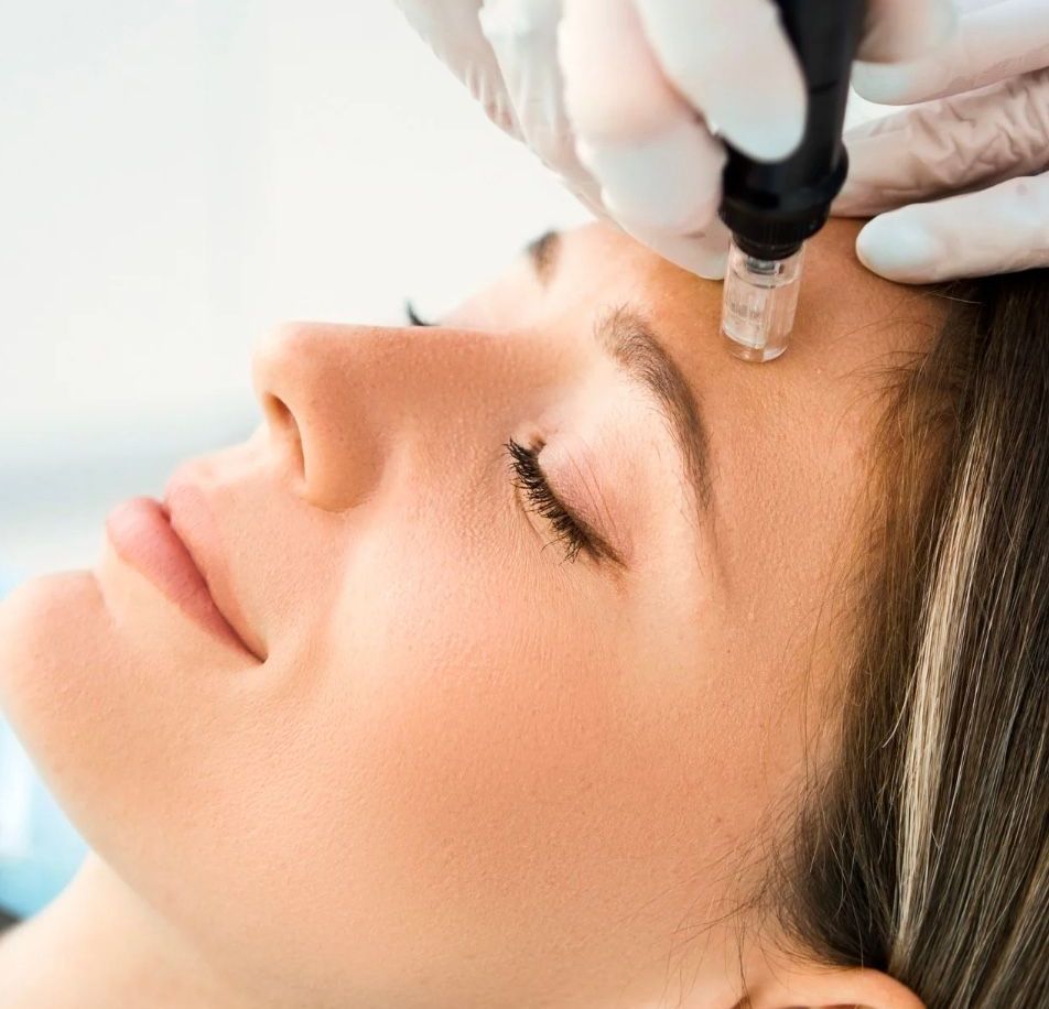 A Woman Is Getting a Treatment on Her Forehead — Vanity Skin and Beauty Forster in Forster, NSW
