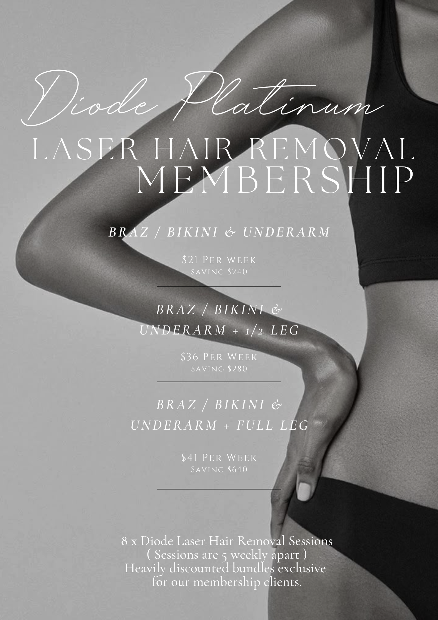 Diode platinum laser hair removal membership — Vanity Skin and Beauty Forster in Forster, NSW