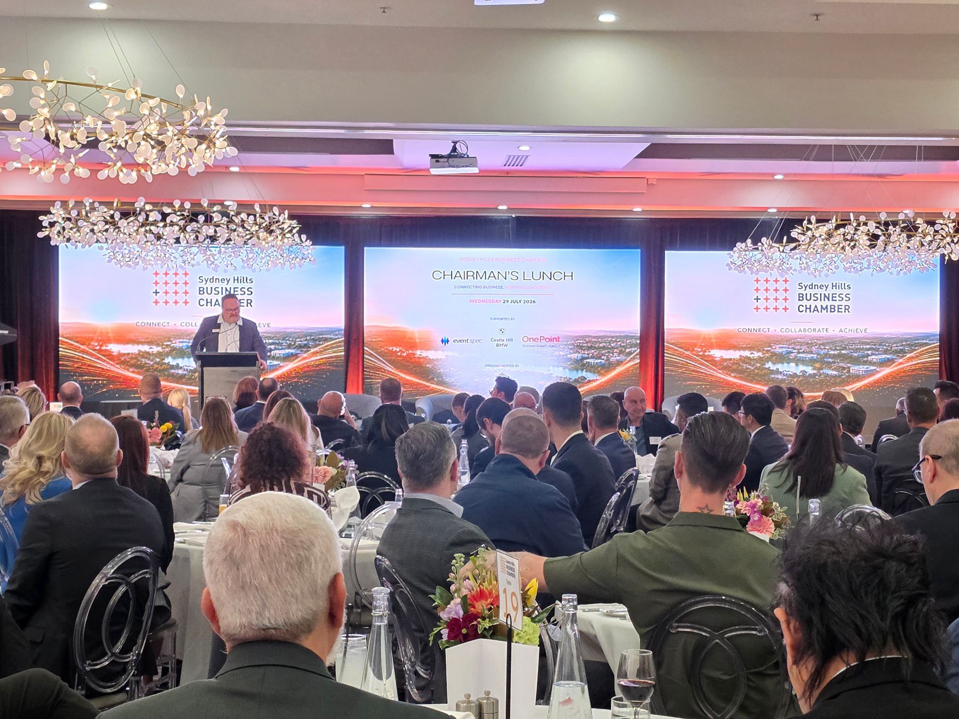 Eventspec providing audio visual and event production services at the Sydney Hills Business Chamber Chairman's Lunch