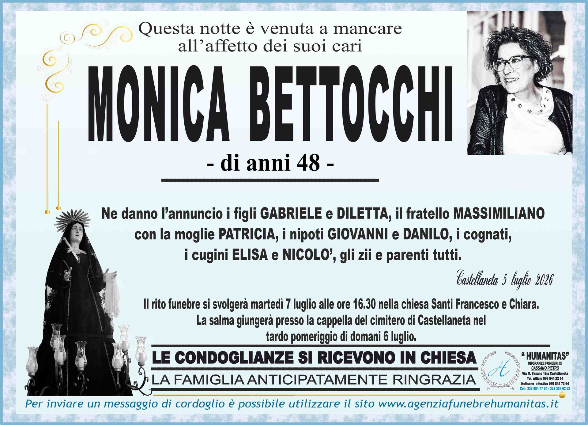 necrologio Monica Bettochi