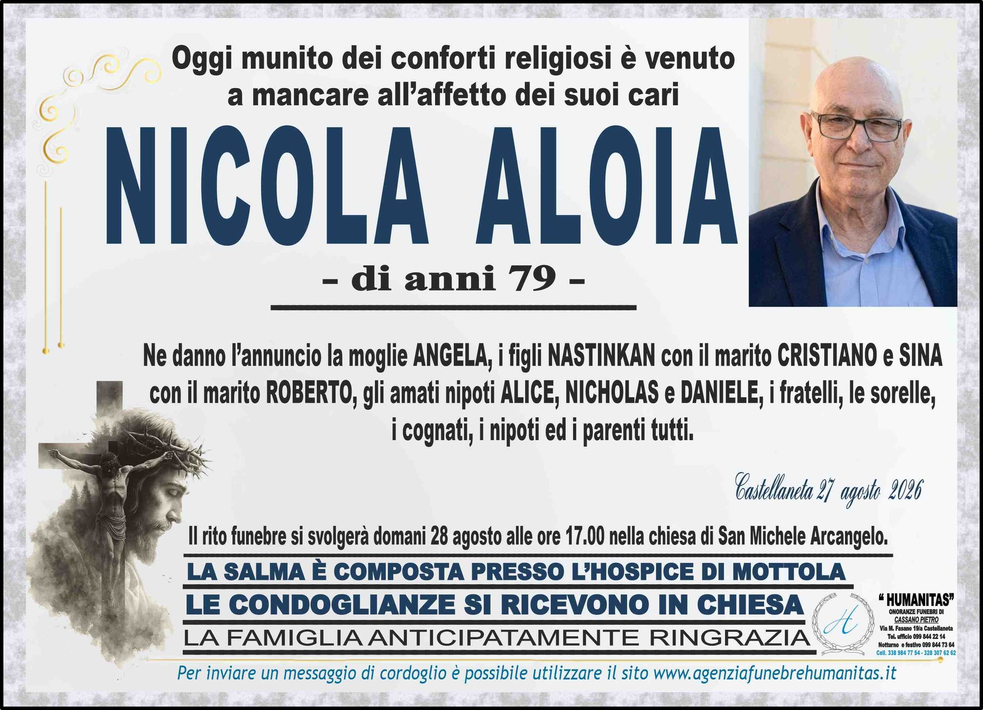 necrologio Nicola Aloia
