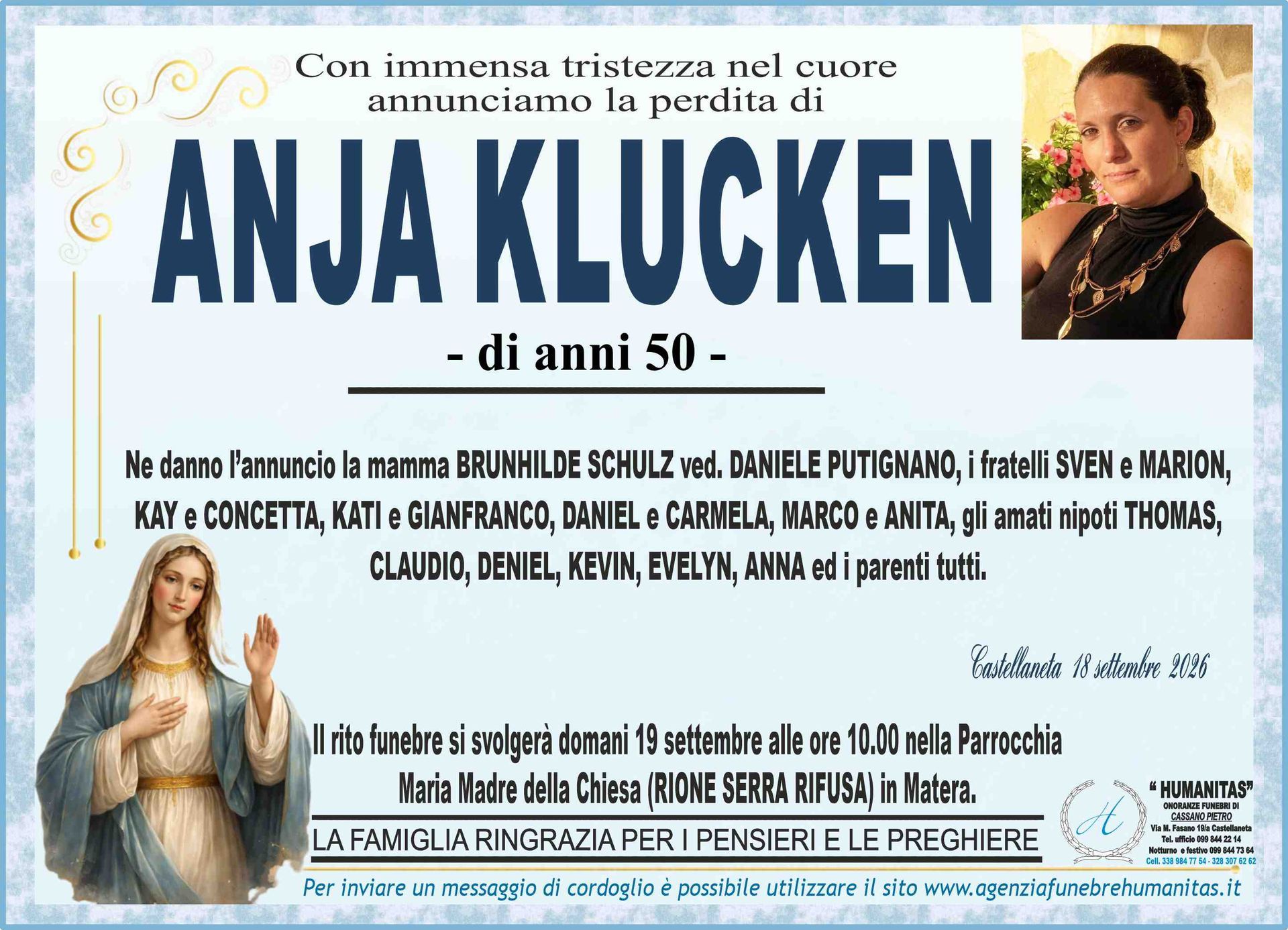 necrologio Anja Klucken