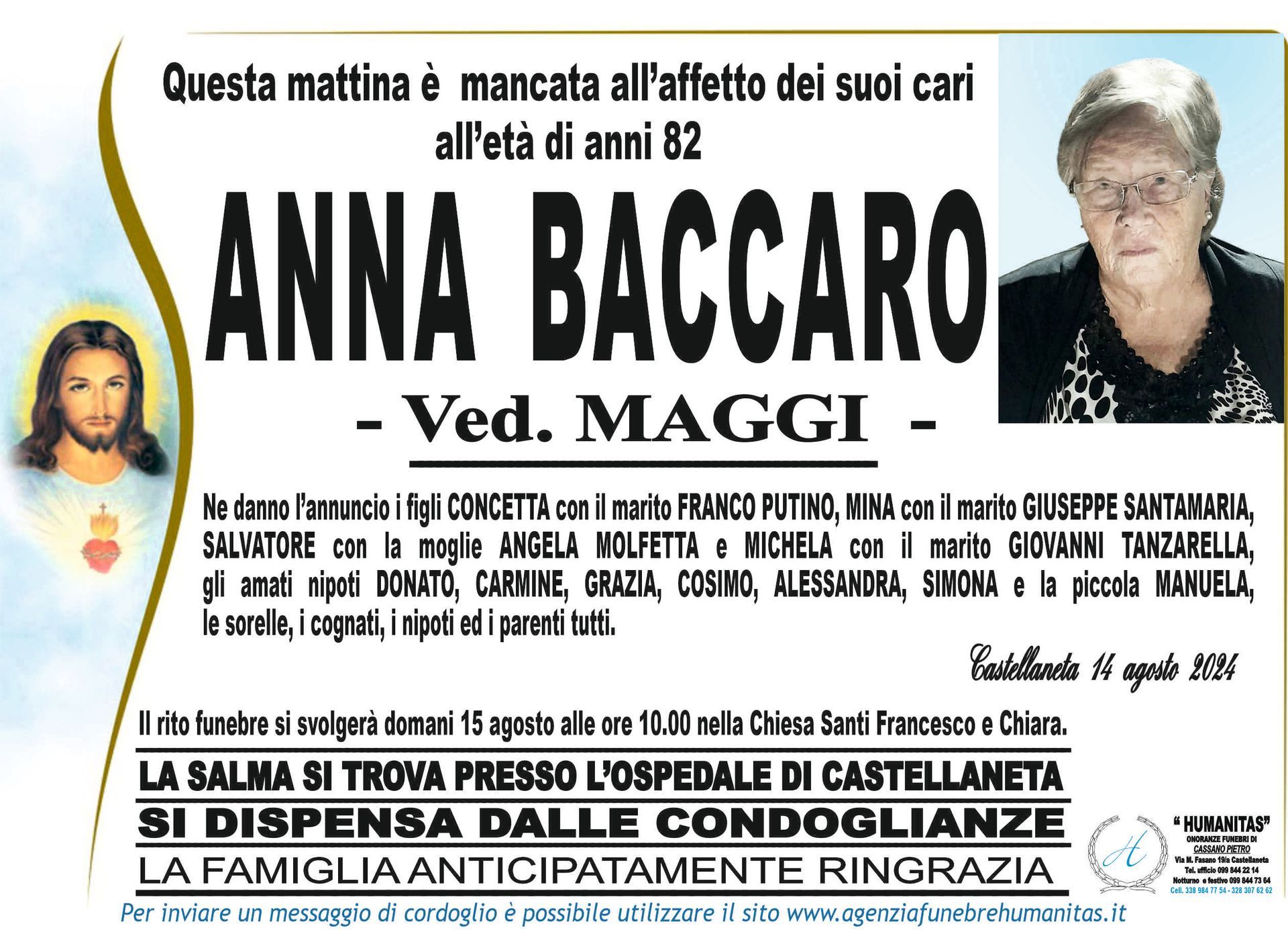 necrologio Anna Baccaro