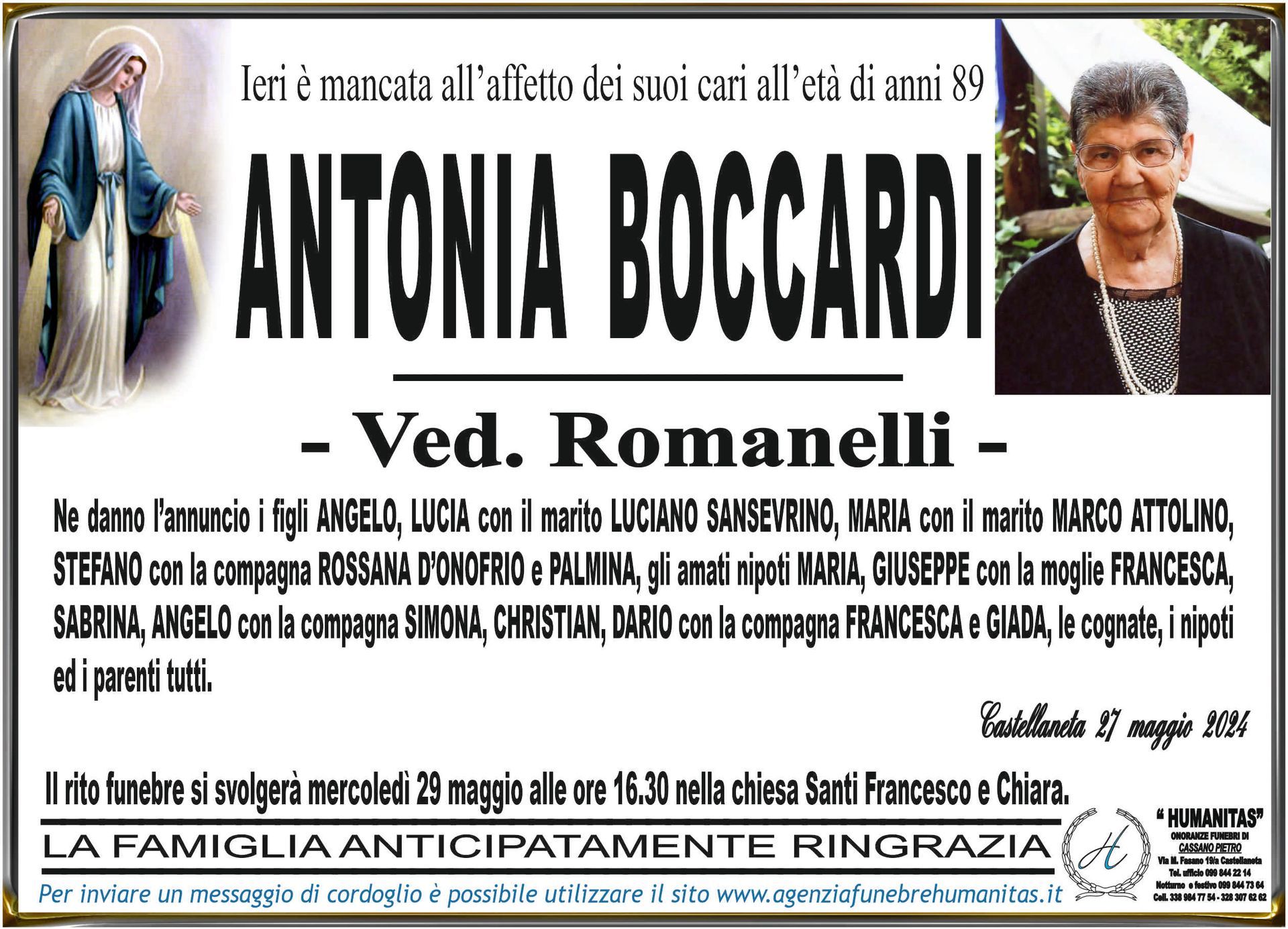 necrologio Antonia Boccardi