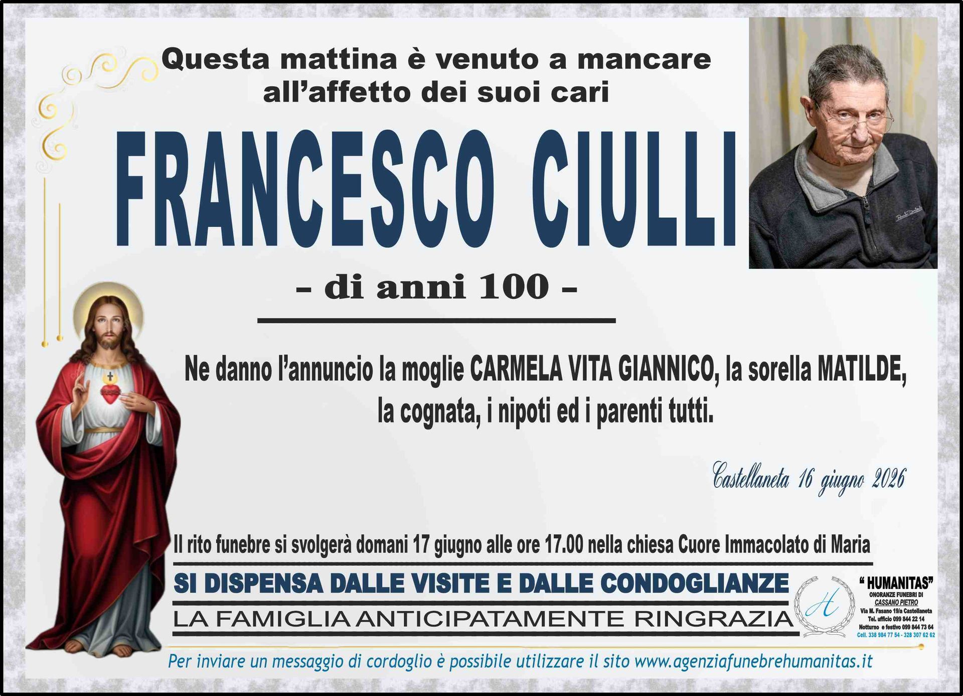 necrologio Francesco Ciulli