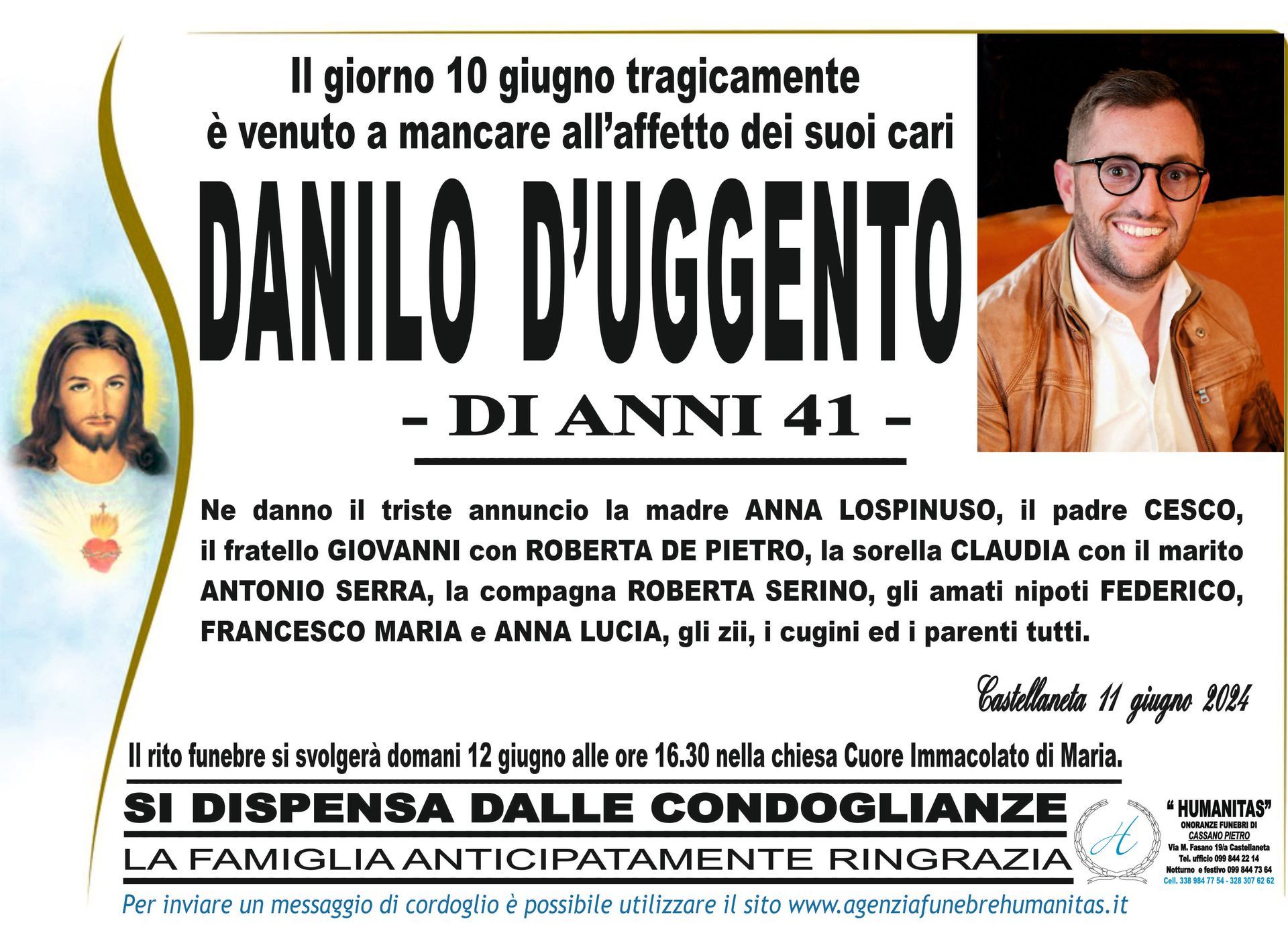 necrologio Danilo D'Uggento