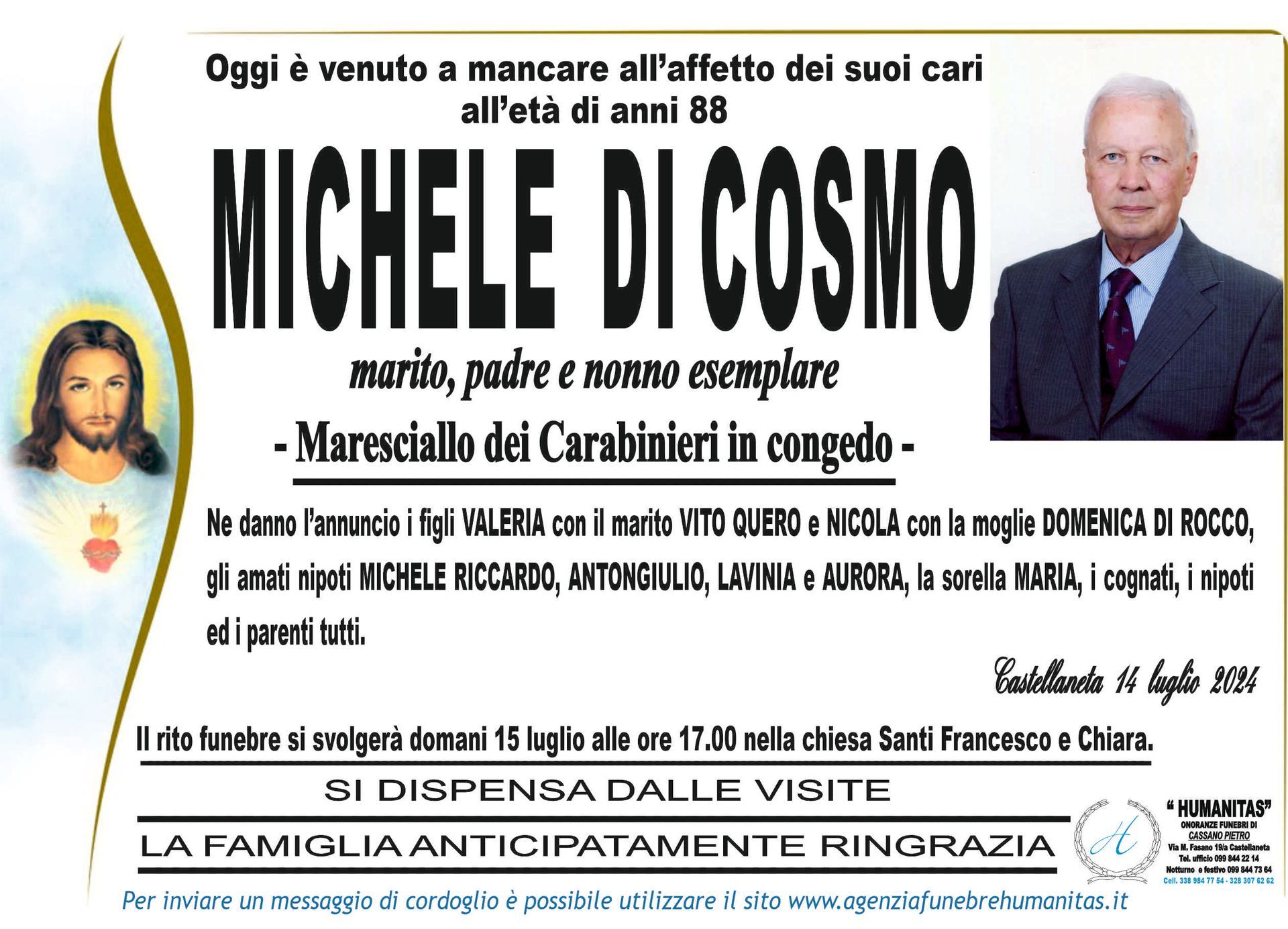 necrologio Michele Di Cosmo