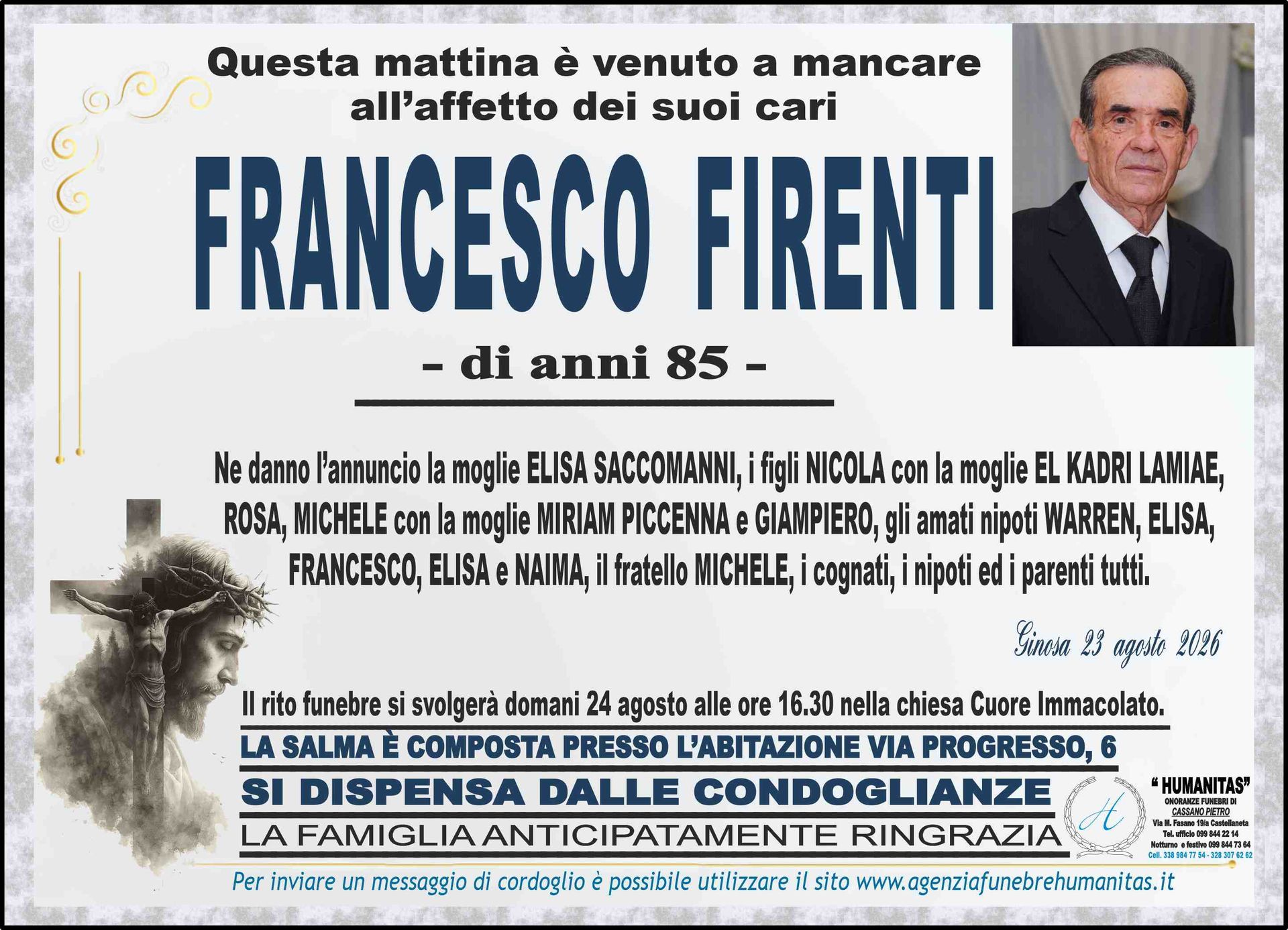 necrologio Francesco Firenti