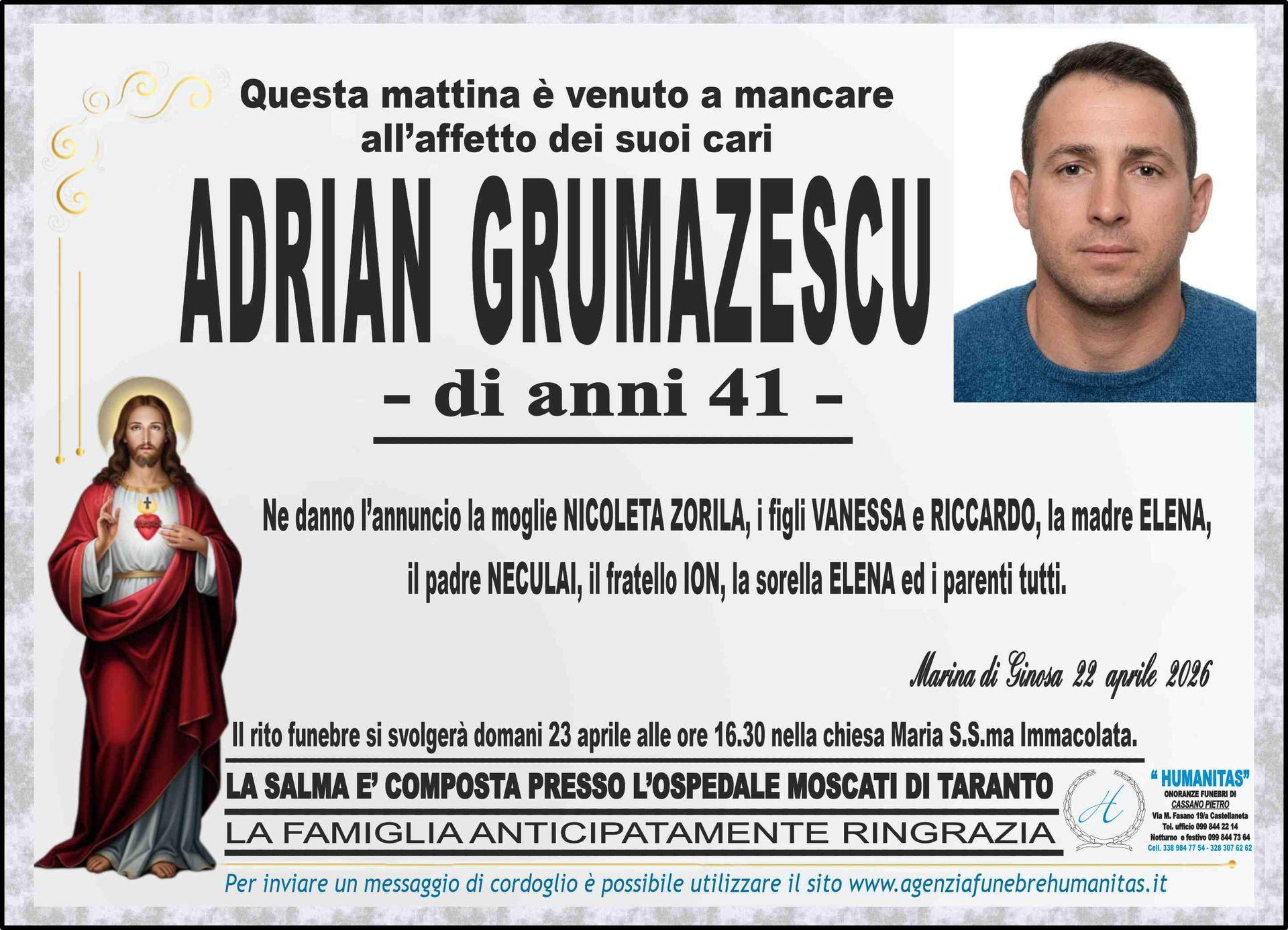 necrologio Adrian Grumazescu
