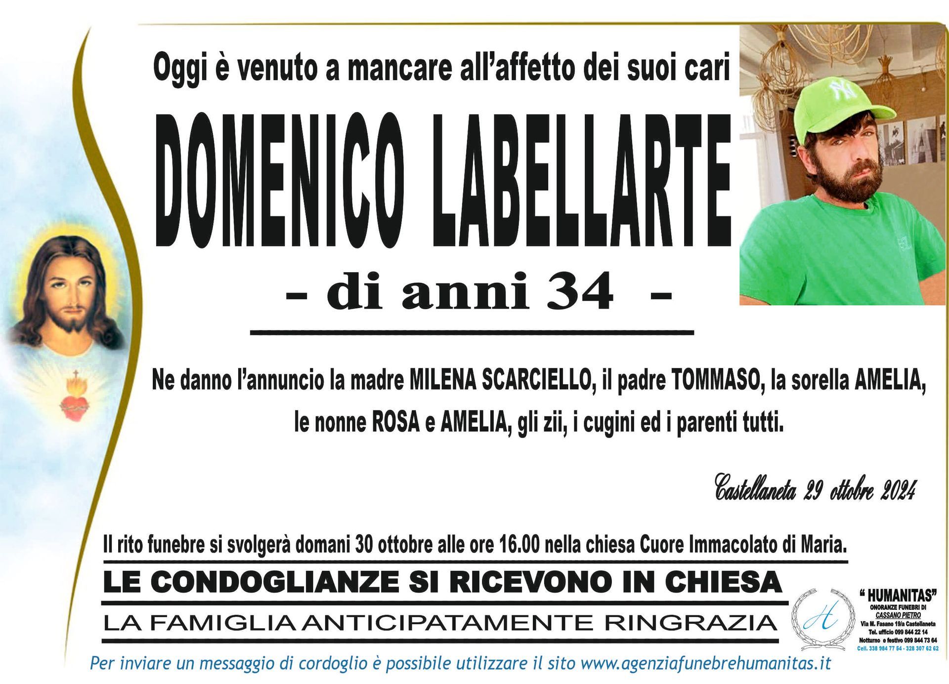 necrologio Domenico Labellarte