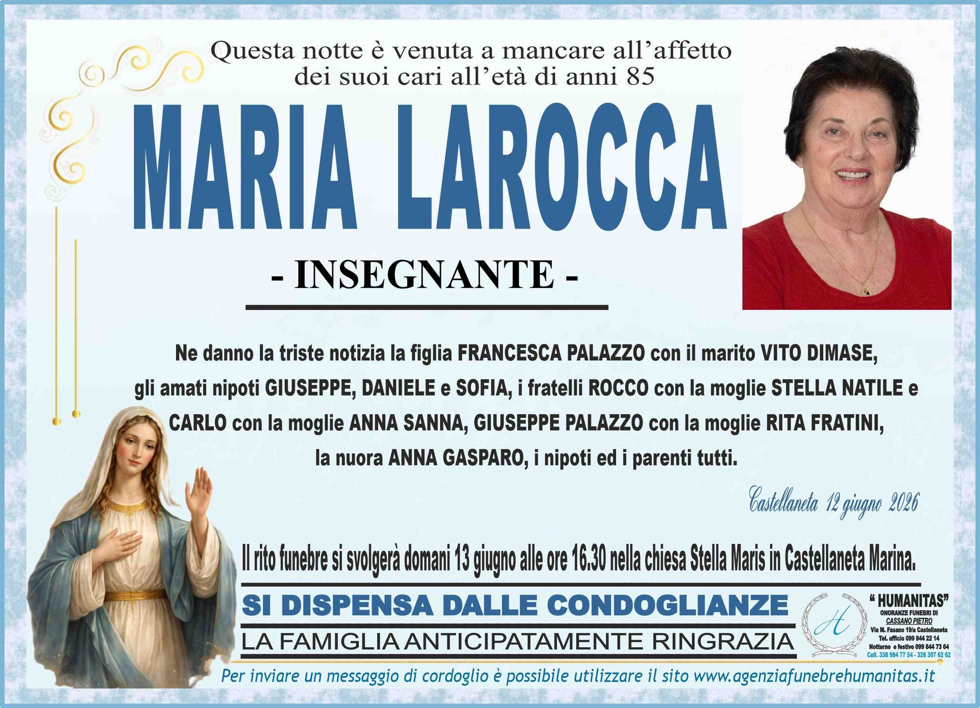 necrologio Maria Larocca