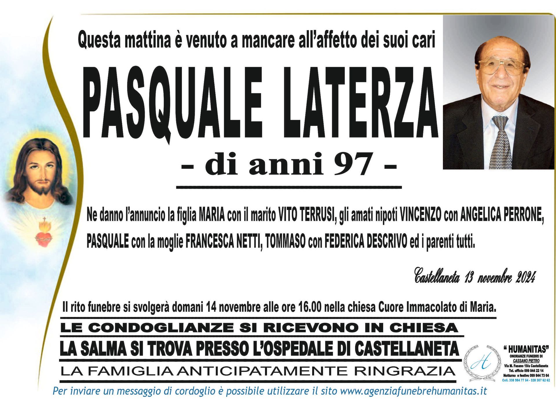 necrologio Pasquale Laterza