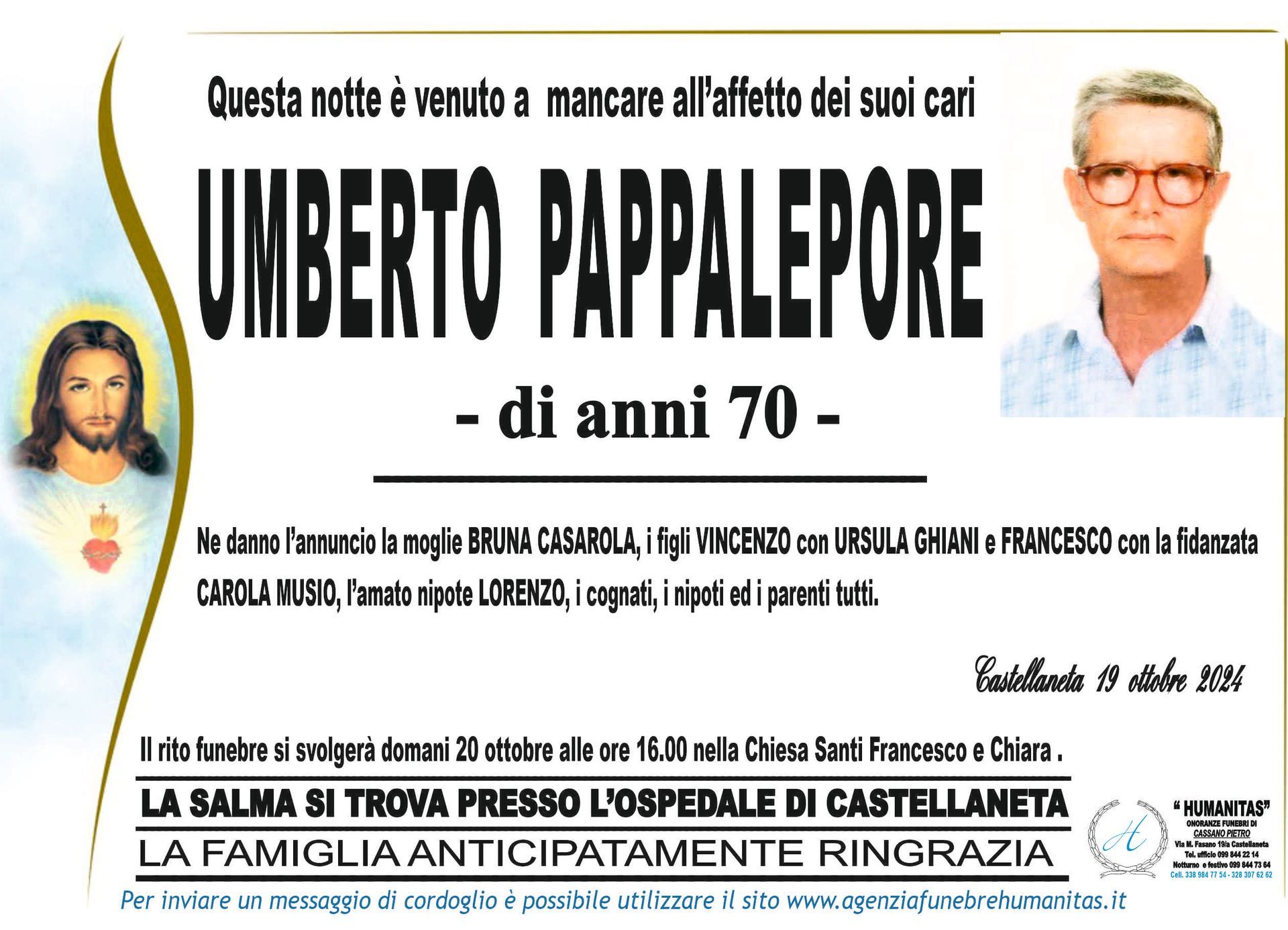 necrologio Umberto Pappalepore
