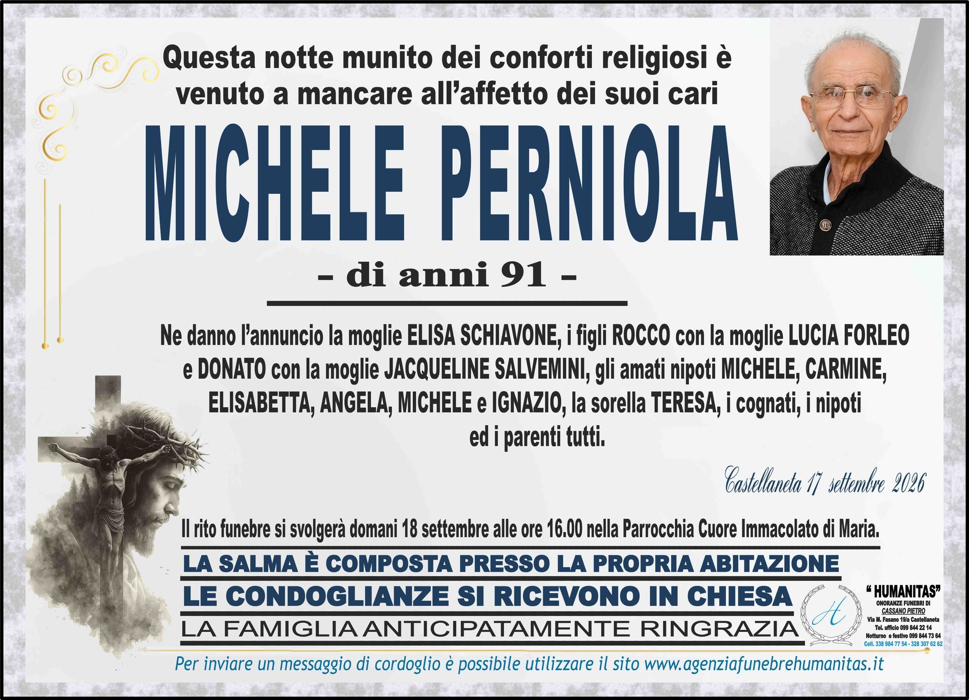 necrologio Michele Perniola