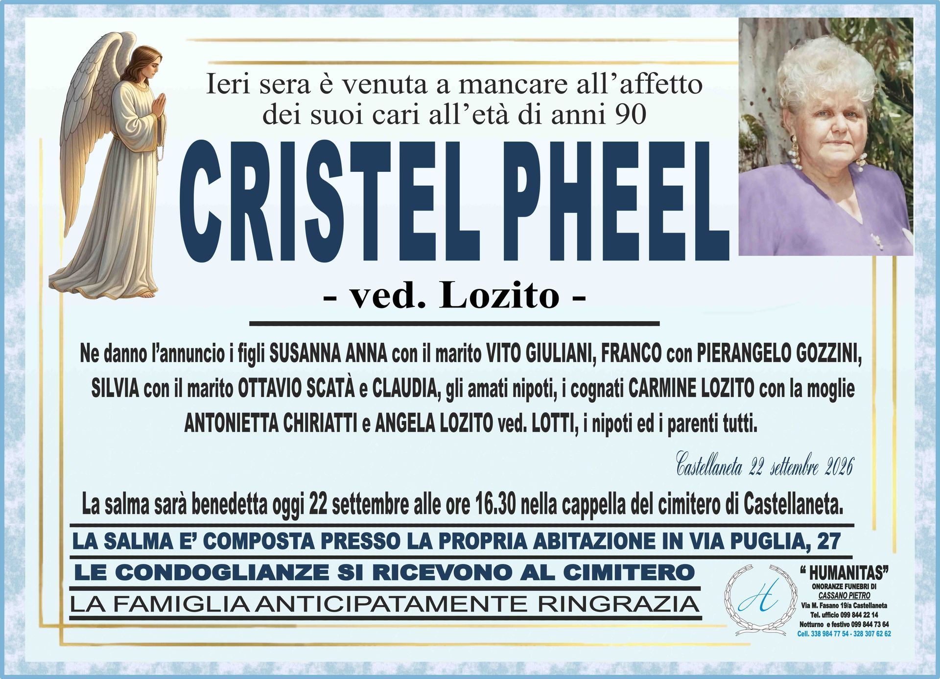 necrologio Cristel Pheel