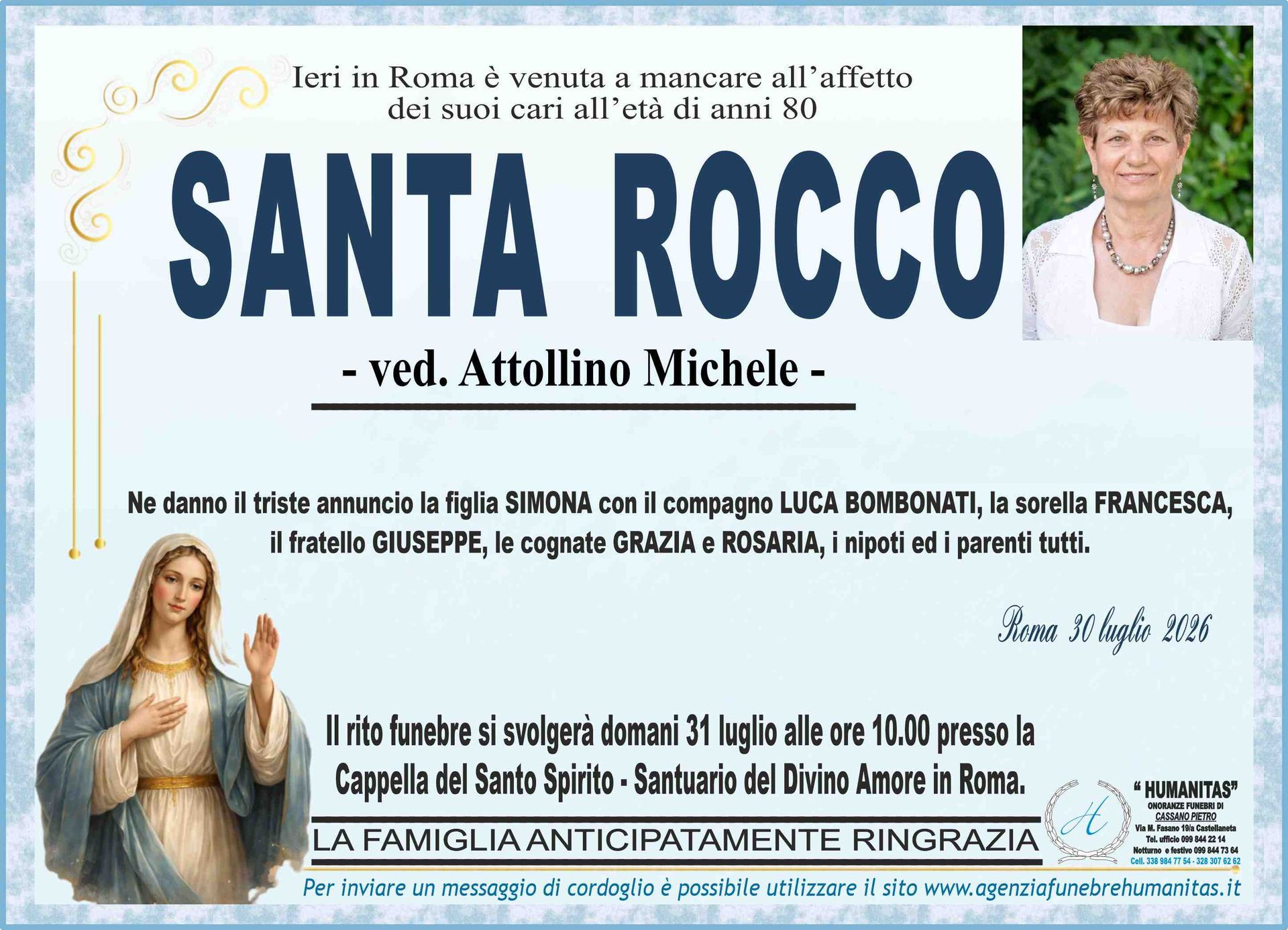 necrologio Santa Rocco