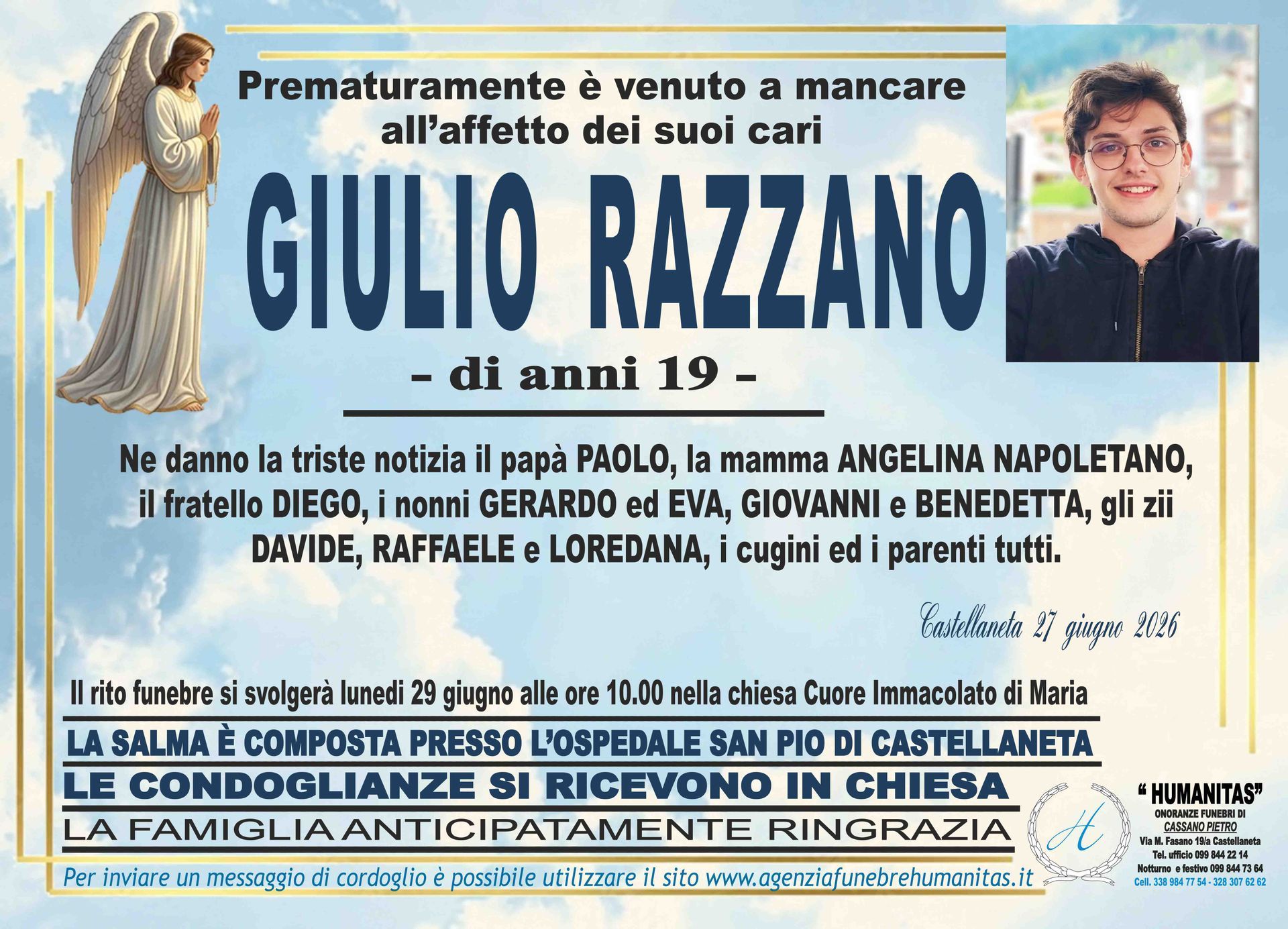 necrologio Giulio Razzano
