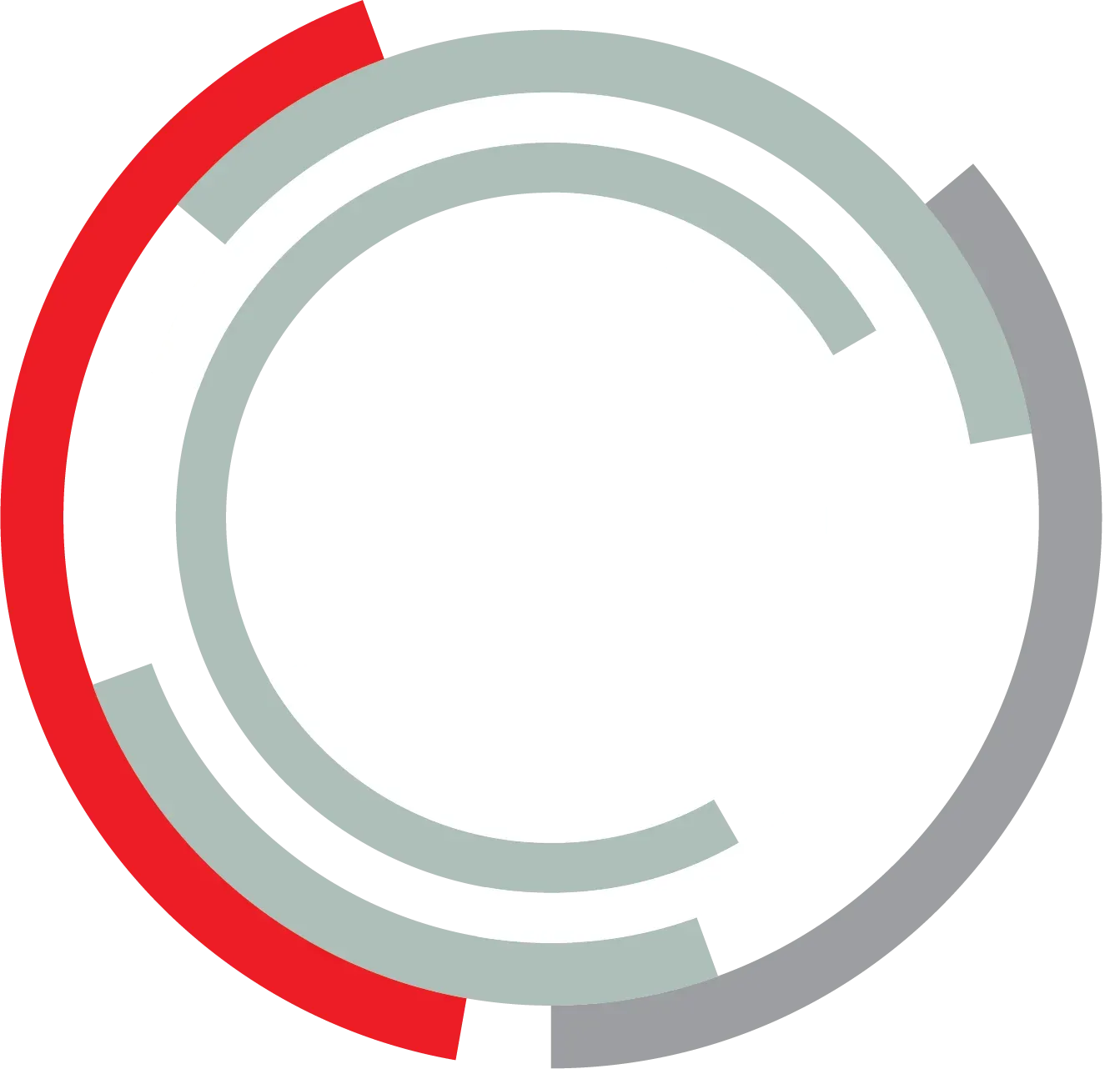 Un logo composé de trois arcs de cercle concentriques rouges, gris clair et gris foncé, agencés pour former un demi-cercle.