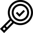 Magnifying glass with check mark, indicating approved search.
