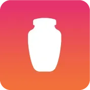White vase icon on a pink-to-orange gradient square background
