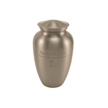 Gold urn-shaped vase with a flared rim on a white background