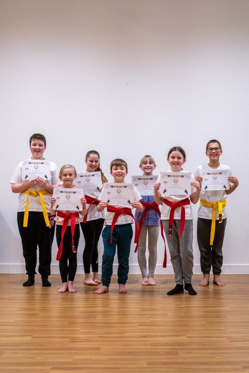 Little children practicing karate