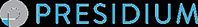 The word presidium is written in blue on a black background
