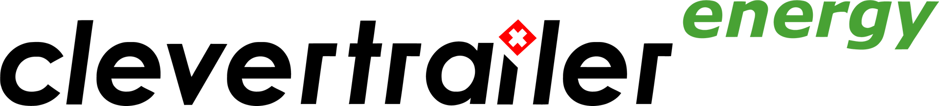 Das Clevertrailer-Energielogo zeigt das Wort „clevertrailer“ in Schwarz und „energy“ in Grün mit einem roten Diamantsymbol.