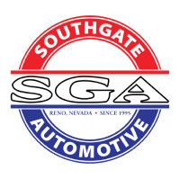 Logo for Southgate Automotive, Reno, Nevada. Red, white, and blue design with "SGA" in the center. | Southgate Automotive