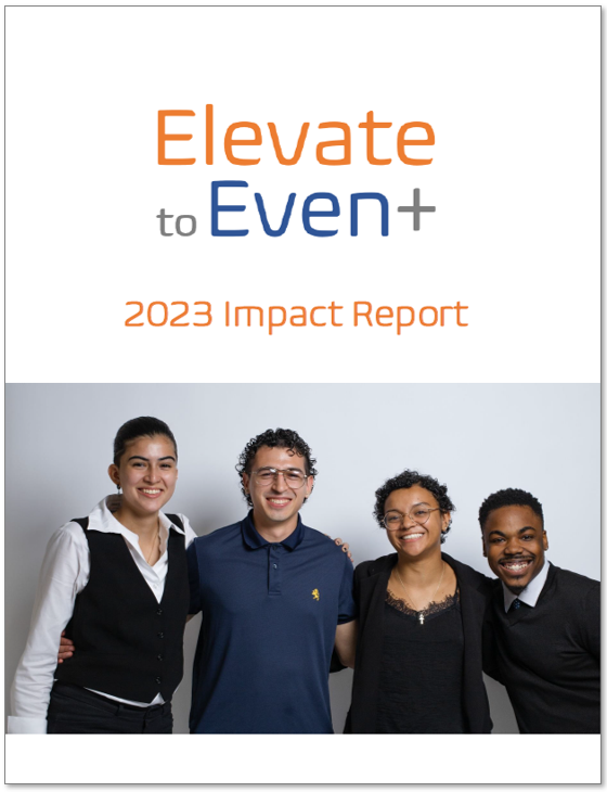 The cover of the elevate to event 2023 impact report