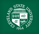 The logo for cleveland state university is on a green background.