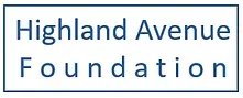 The logo for the highland avenue foundation is blue and white.