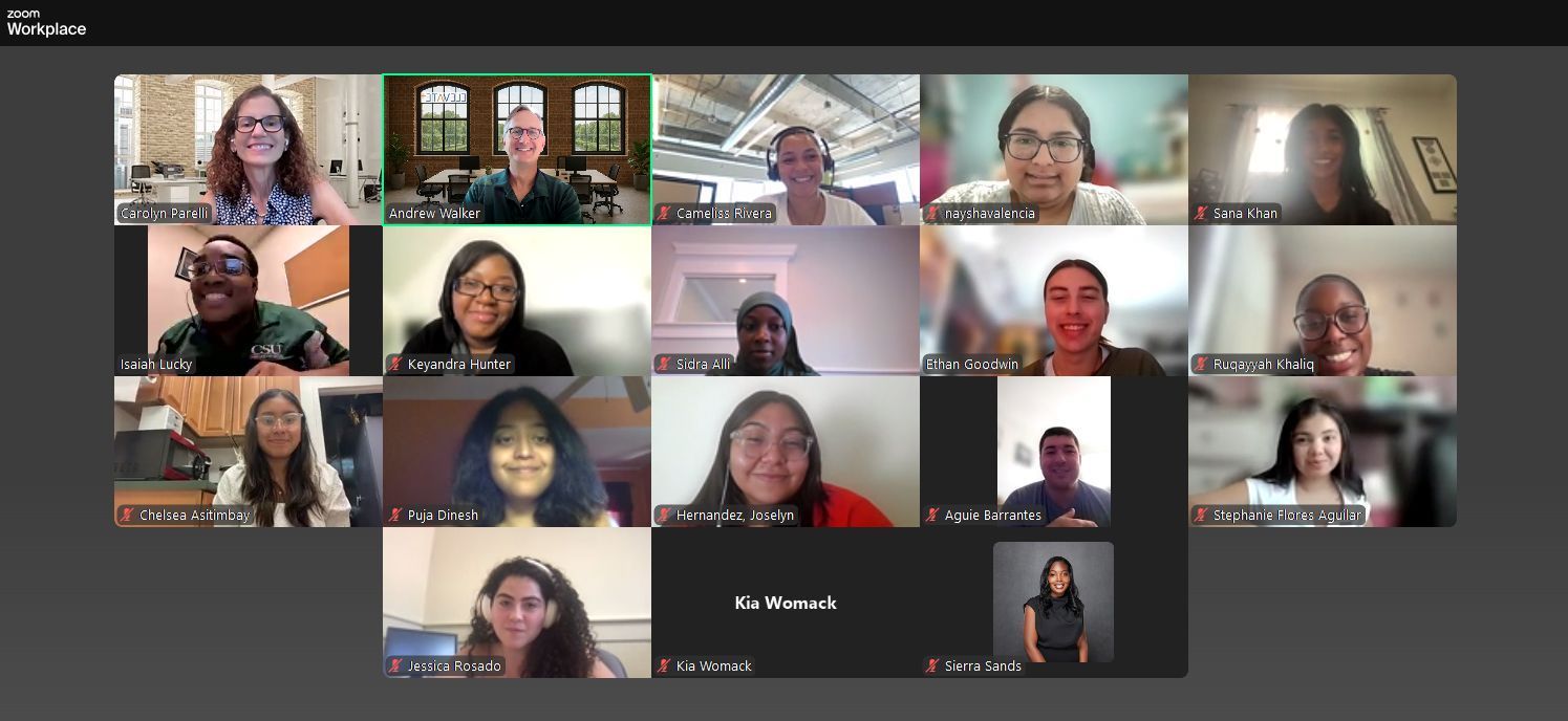 A group of people are having a video call on a computer screen.