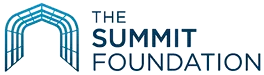 The logo for the summit foundation is a blue archway.